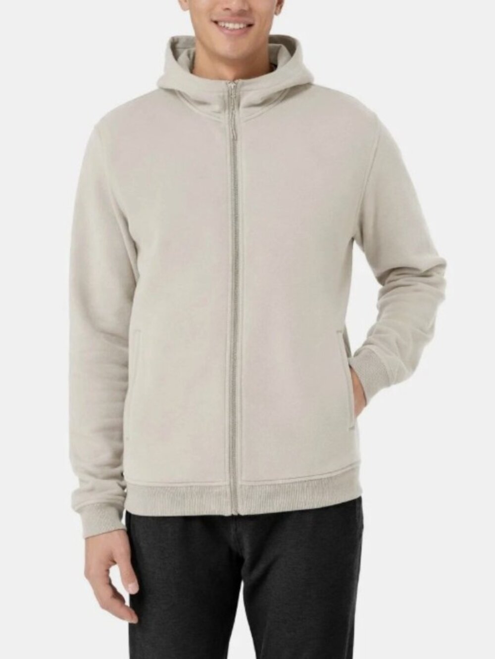 Kirkland Signature Men's Cream Organic Cotton Blend Full Zip Hoodie - Size 2XL